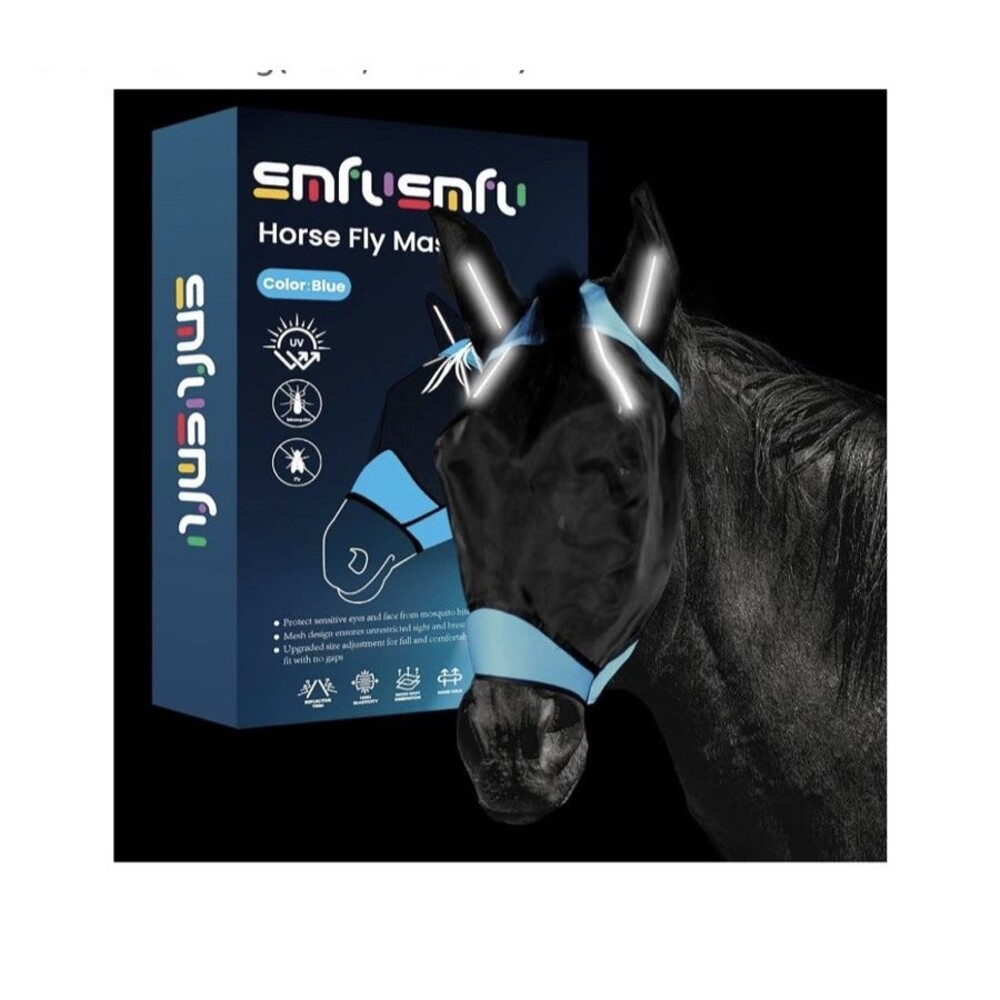 SMFUSMFU Fly Masks for Horses Equestrian Horse Supplies Horse Fly Mask Large NEW